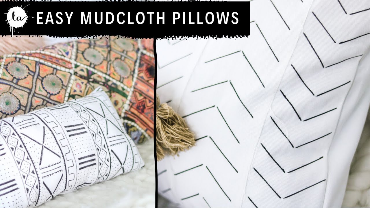 Pinterest Inspired black and white pillows - DIY Mudcloth Pattern Fabric