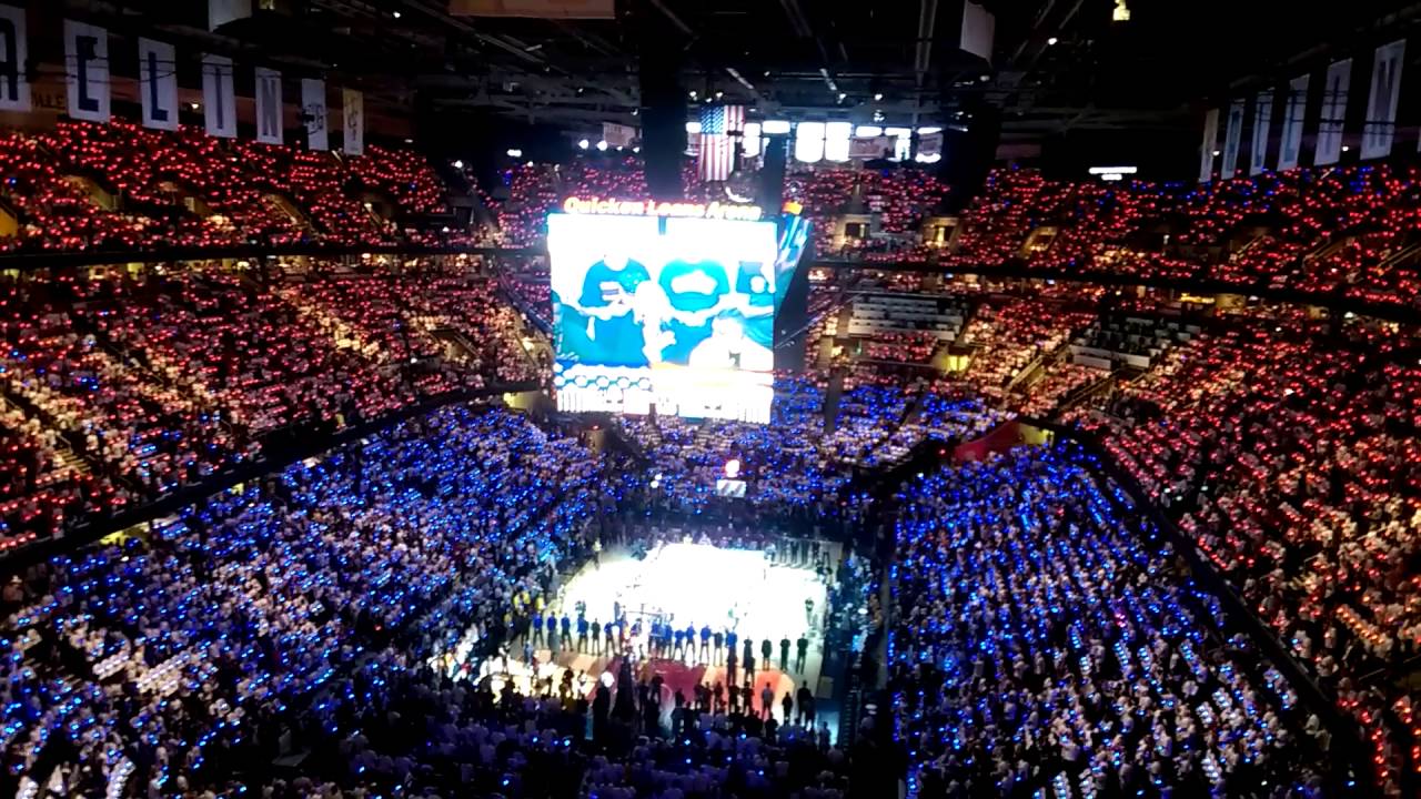 Cleveland Cavaliers vs Detroit Pistons game 1. Fans sing the national