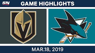 NHL Game Highlights | Golden Knights vs. Sharks - March 18, 2019