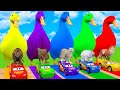 5 Giant Duck Cartoon, Cow, Mammoth, Elephant, Tiger, Paint Wild Animals Crossing Fountain Animation