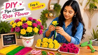 DIY Pipe Cleaner Rose Flower 🌹 | Easy & Beautiful Rose Flower Making