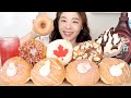 ASMR Krispy Kreme Donut Mukbang 크리스피크림 도넛 먹방 🍩 신메뉴 초코디저트 우유크림듬뿍 메이플 초콜릿 Cream Donuts ドーナツ Krim donat