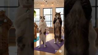 Cats do fun cardio workout with stretches