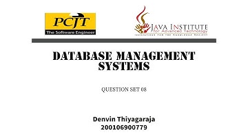 DBMS Question Session Task 08 | 1st Year | Semester 01 | Java Institute