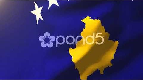 Kosovo Flag Waving In The Wind. Looping Sun Rises Style. Animation Loop