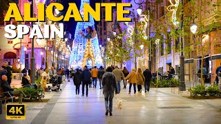 Night Walk in Alicante, SPAIN, on New Year's Eve 4K  🇪🇸