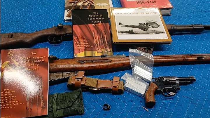 Mosin Nagant 91/30 sniper, WW2 German K98k Mauser and a 3" Rossi Model 68.