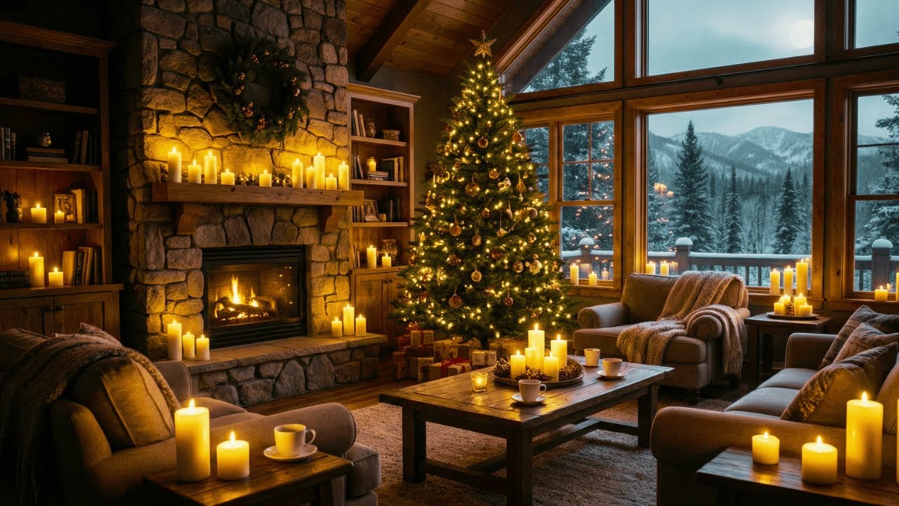 Christmas Fireplace & Snow ❄️ Peaceful Holiday Ambience for Calm Nights