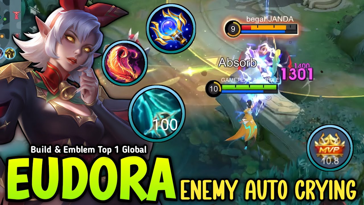100% ENEMY SHOCKED!!😂 EUDORA BEST 1 SHOT BUILD & NEW EMBLEM REAL MONSTER - BUILD TOP 1 GLOBAL EUDORA