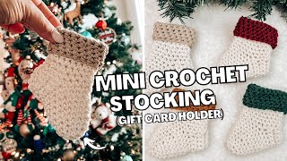 Crochet a MINI STOCKING in ONLY 15 minutes for decor or gift card holder | TUTORIAL | CJ Design Blog