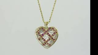 Diamond Ruby Heart Pendant Necklace 1.95CT 14K Gold 18” Chain - 33458