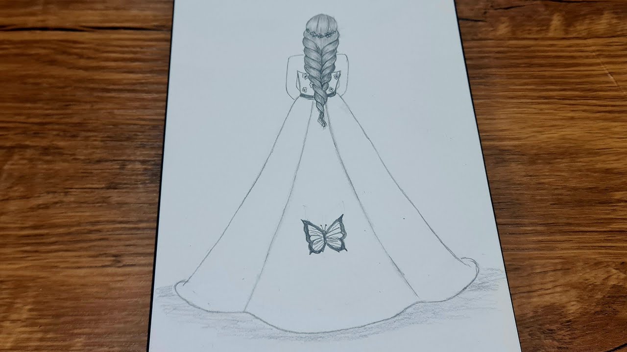 How to draw a girl with butterfly /Easy drawing girl with beautiful ...