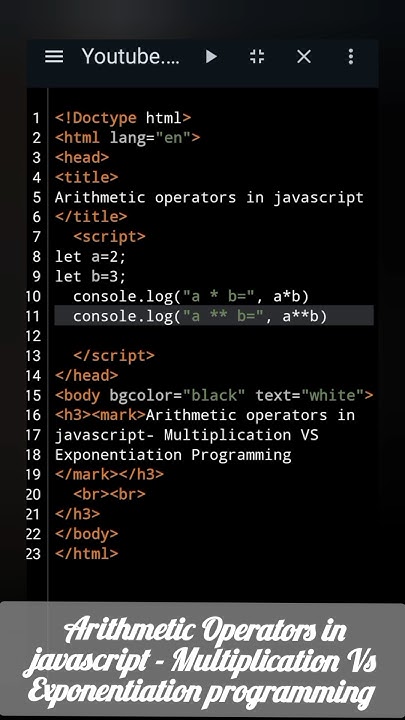 Multiplication VS Exponentiation- Javascript programming # ...