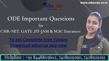ODE Important Questions for CSIR NET JRF,GATE,IIT-JAM & M.Sc. Entrances | India