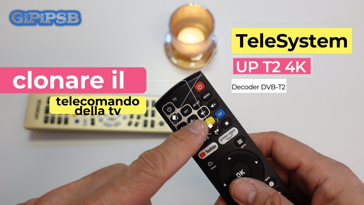 Come programmare il telecomando del decoder TeleSystem UP T2 4K clonando  quella della TV 