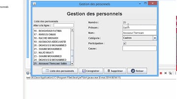 Gestion des personnels et des formations - Application JAVA