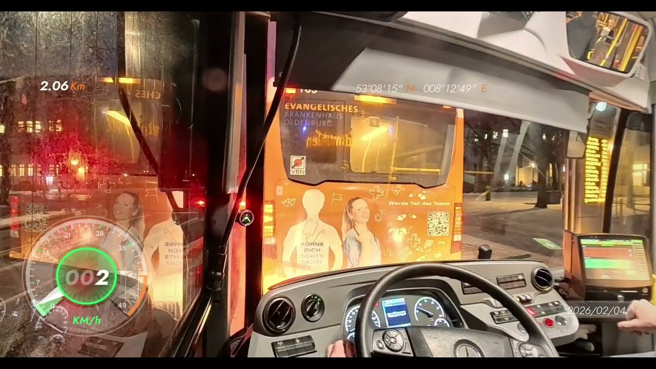 VWG Oldenburg | Linie 314 bei Glatteis (Cab View) 🚌 ZOB-B ➡️ Tungeln Am Vogelbusch | XXL Busfahrt