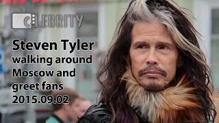 Steven Tyler walking around Moscow and greet fans, 02.09.2015
