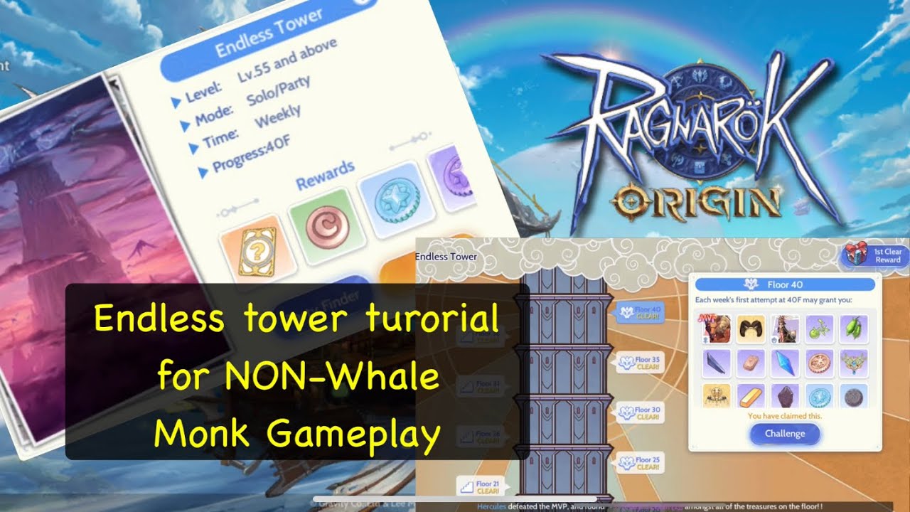[ROO Global] Endless tower FLR 1-40 tutorial for F2P/Casual players (Monk/Champion Gameplay)