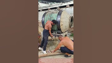 Leveling a Fixed Concrete Mixer: Brick Support Method