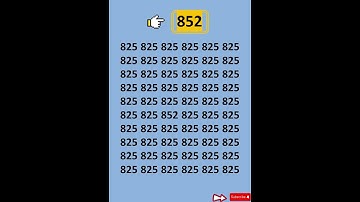 Senior Brain exercise: Try to find The number 852 #findthedifference #puzzle #quiz #shorts