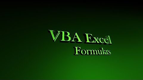 Programming in Excel Lesson 4 - Formulas