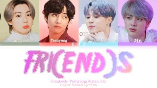 Jungkook, V, Jimin, Jin - FRI(END)S (Ai Cover) (Color Coded Lyrics)