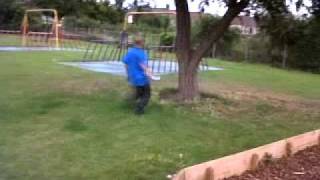 ross doing backflip off tree