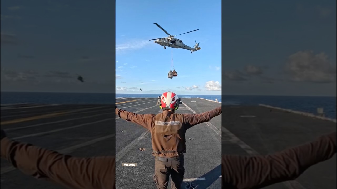 USS George H.W. Bush (CVN 77) replenishes supplies in the Indian Ocean