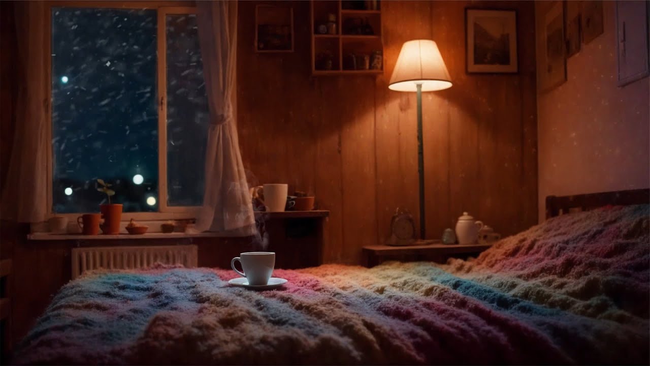 暴风雪夜,在舒适的彩虹床小屋,喝一杯热茶,然后放松入睡 #白噪音 #助眠声音 #助眠视频 #解压助眠 - YouTube