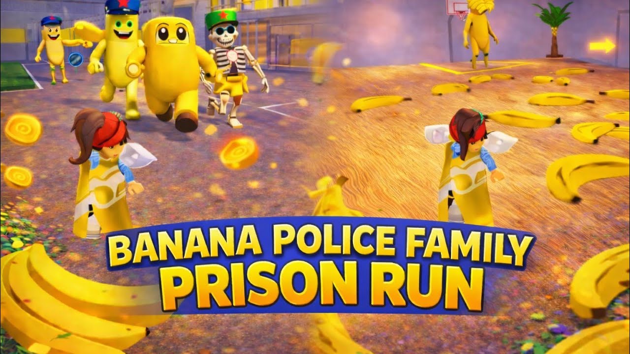 BANANA POLICE FAMILY PRISON RUN 😱🍌 | Roblox Funny Escape Obby