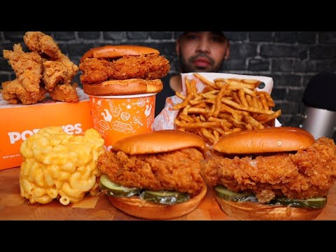 (ASMR NO TALKING) GHOST PEPPER CHICKEN SANDWICH, CLASSIC CHICKEN SANDWICH, MAC&CHEESE, FRIES&FINGERS