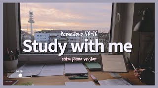 2-HOUR STUDY WITH ME /calm piano ver. 🎹 / My room at Sunset🌇 / Pomodoro 50-10