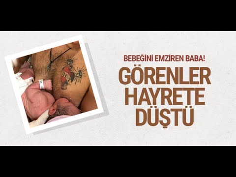 Bebeğini emziren baba! Görenler hayrete düştü