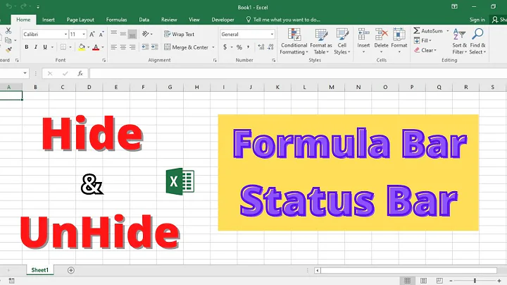 Hide and UnHide Formula Bar and Status Bar in Excel | VBA to Hide & Unhide Formula and Status Bar