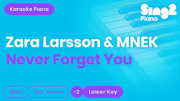 Zara Larsson, MNEK - Never Forget You (Lower Key) Karaoke Piano