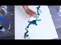 Acrylic pouring - Big canvas dutch pour with PAYNES GREY 💙 - Ocean fluid painting