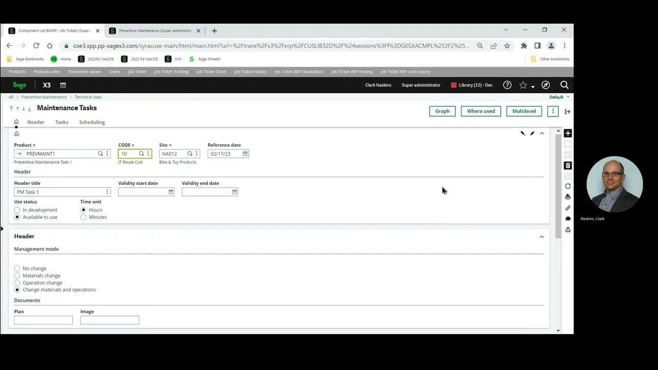 Sage X3 Preventive Maintenance Implementing Component Lists