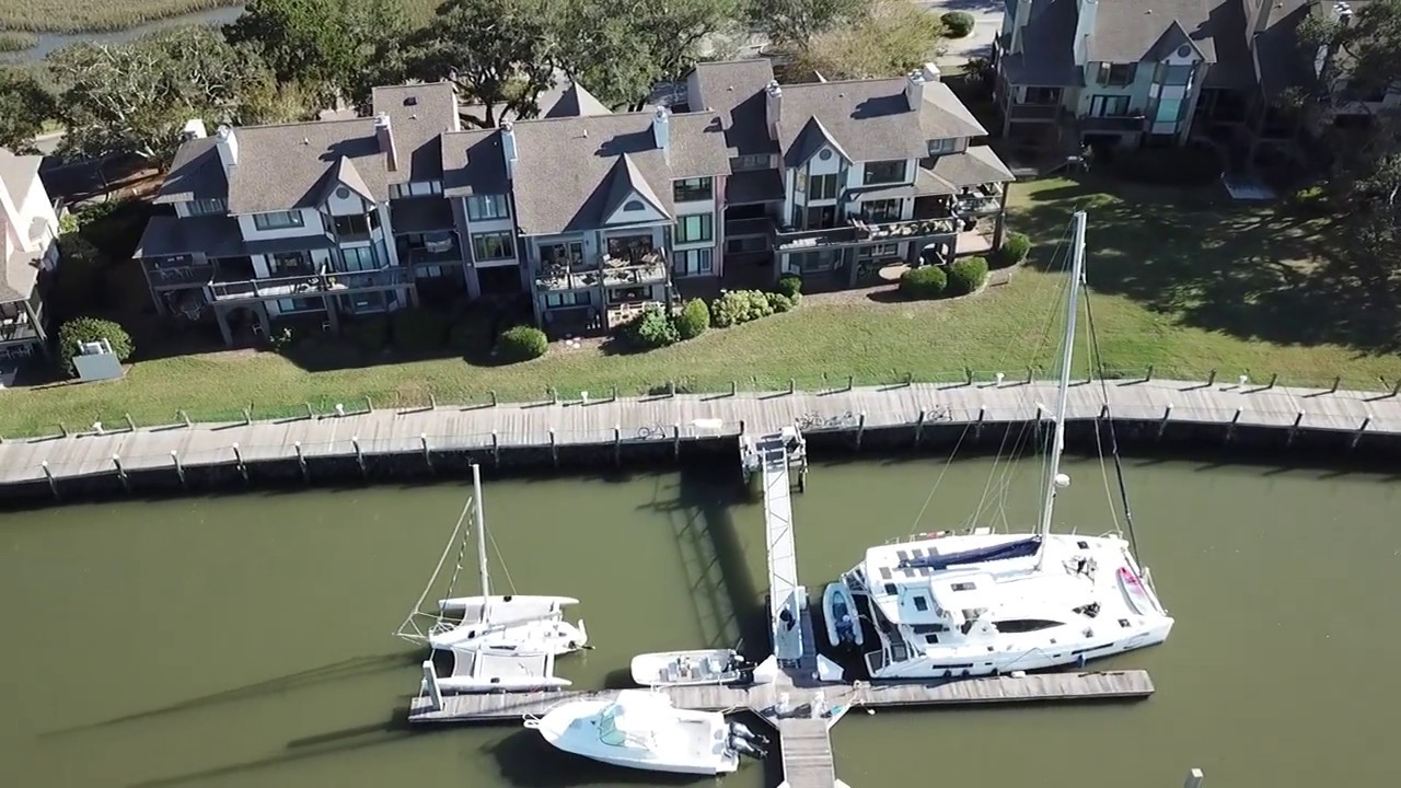 Drone aerial of Bohicket Marina in SC – #SHORTS