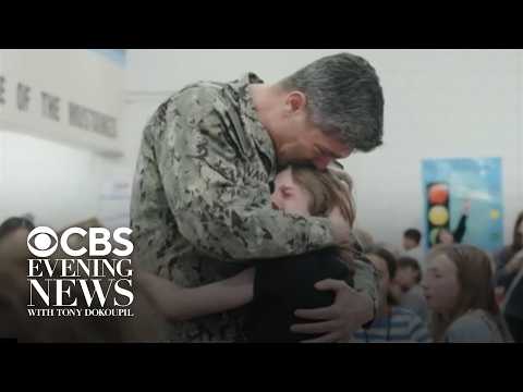 Navy dad returns home, surprises son in middle school lunchroom