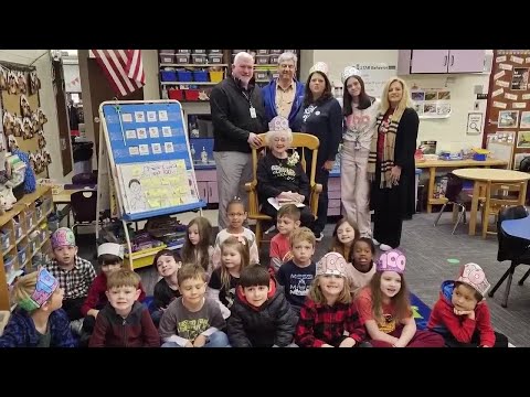 Something Good: Centenarian visits De Soto Trail Elementary School for 100th day of school