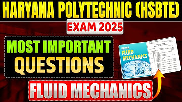 Fluid Mechanics Important Question ll Haryana Polytechnic Important Question ll HSBTE