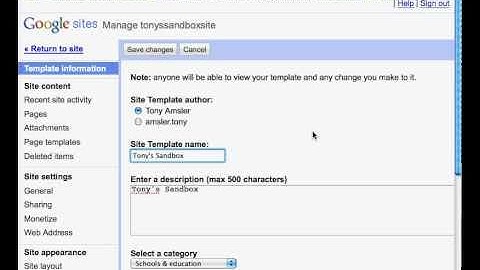 Creating a Site Template in Google Sites