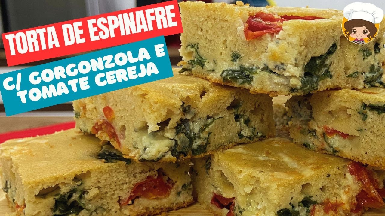 TORTA DE ESPINAFRE C/ GORGONZOLA E TOMATINHO CEREJA - MIL DELÍCIAS NA COZINHA #receitas
