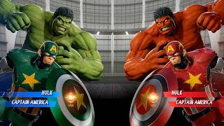 Hulk & Green Captain America VS Red Hulk & Red Captain America - Marvel vs Capcom Infinite