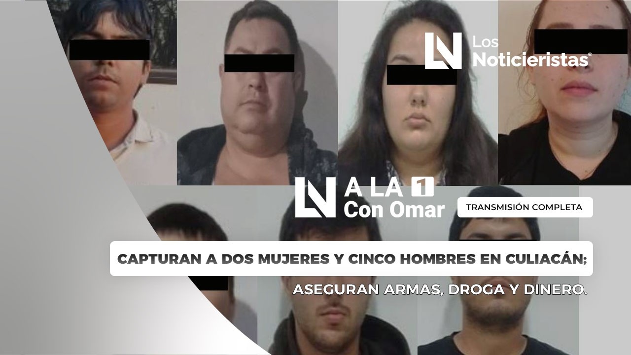 Capturan a dos mujeres y cinco hombres en Culiacán; aseguran armas, droga y dinero.