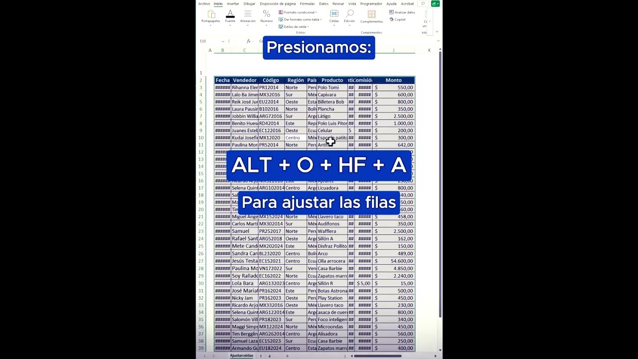 Atajo Rápido en Excel: Autoajustar Filas y Columnas #excel #excelhacks #exceltips