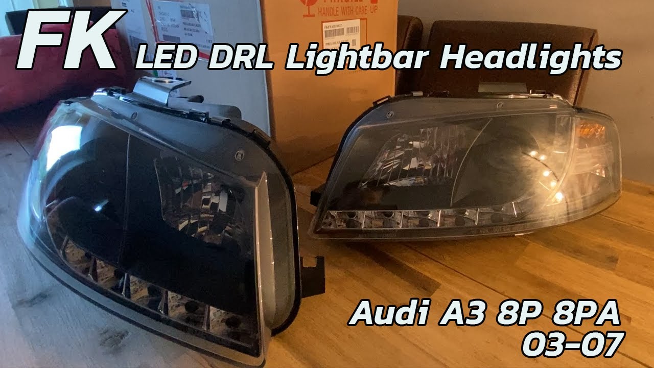 FK Set LED DRL Halo Projector Headlights Audi A3 8P 8PA 0307 black
