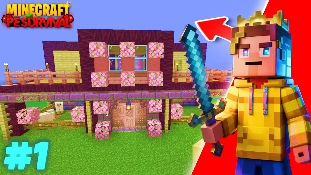 Minecraft PE Survival Series Ep 1 🔥| Made OP Survival Base & Armour ...