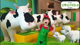 Let's Feeding Cow Cute Sheep Chicken and Riding Horses at Youreka Kids Farm